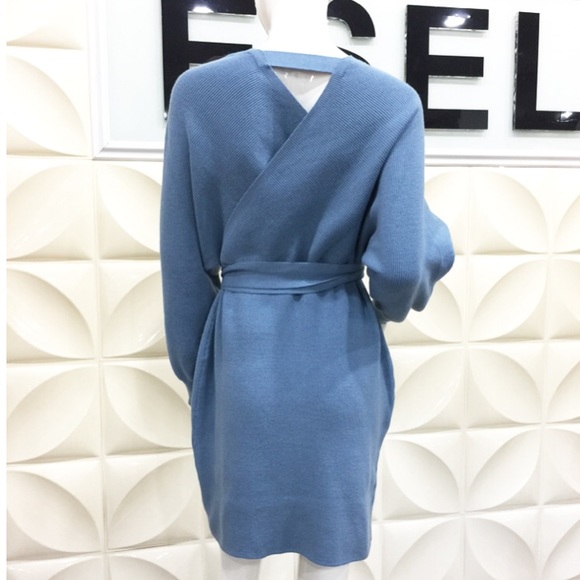 (Last 1) High quality sweater wrap dress GREEN - Picture 7 of 8